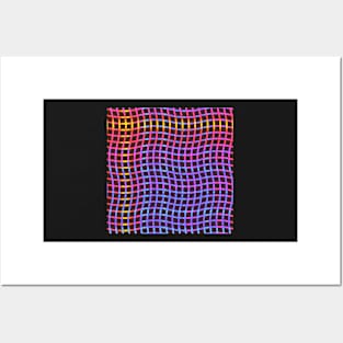 Wavy Plaid Rainbow on Dark Brown Repeat 5748 Posters and Art